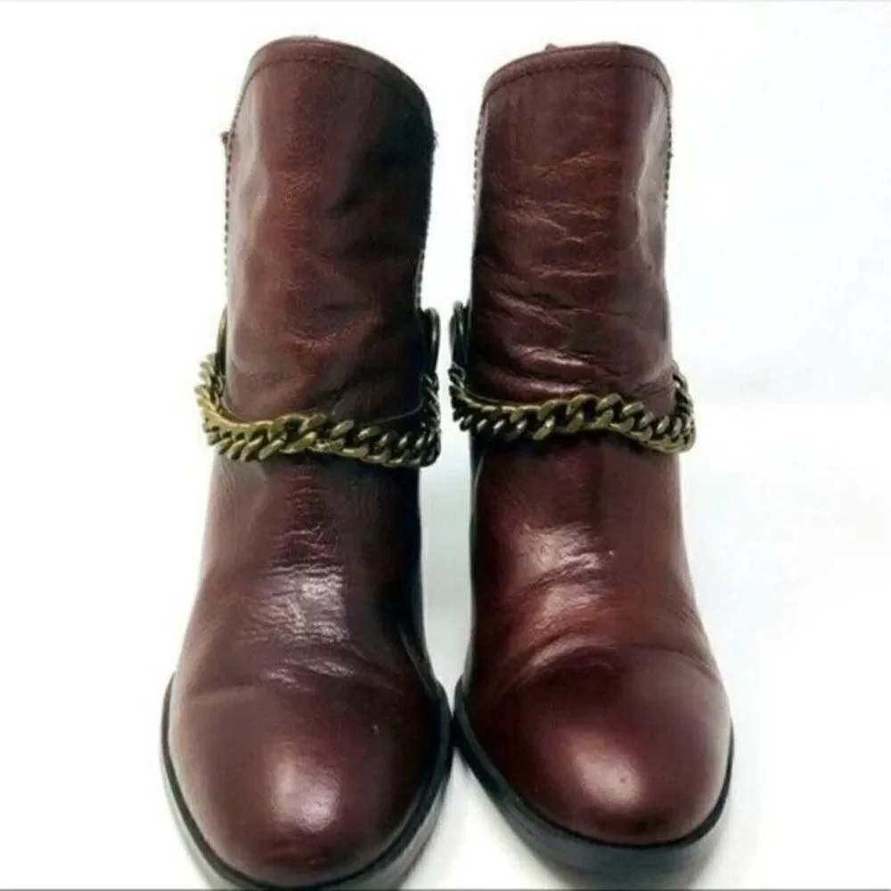 Rare Donald J Pliner heeled boots SAMPLE US 5.5 chestnut BoxS
